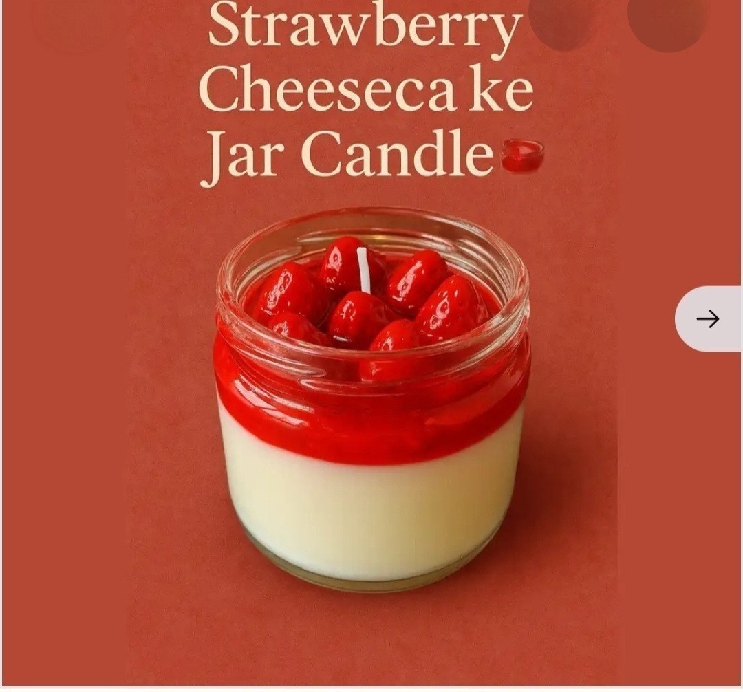 046 - Strawberry Jar Candle — Handmade Candle by Swadeshi Karigari