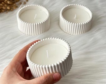 Ribbed Jar Candle (White) — Handmade Candle by Swadeshi Karigari