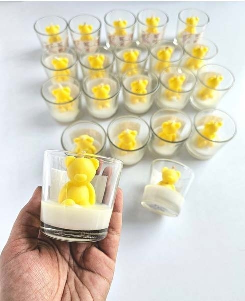 Bs2 - Shot Glass Candle (Teddy Bear) — Handmade Candle by Swadeshi Karigari